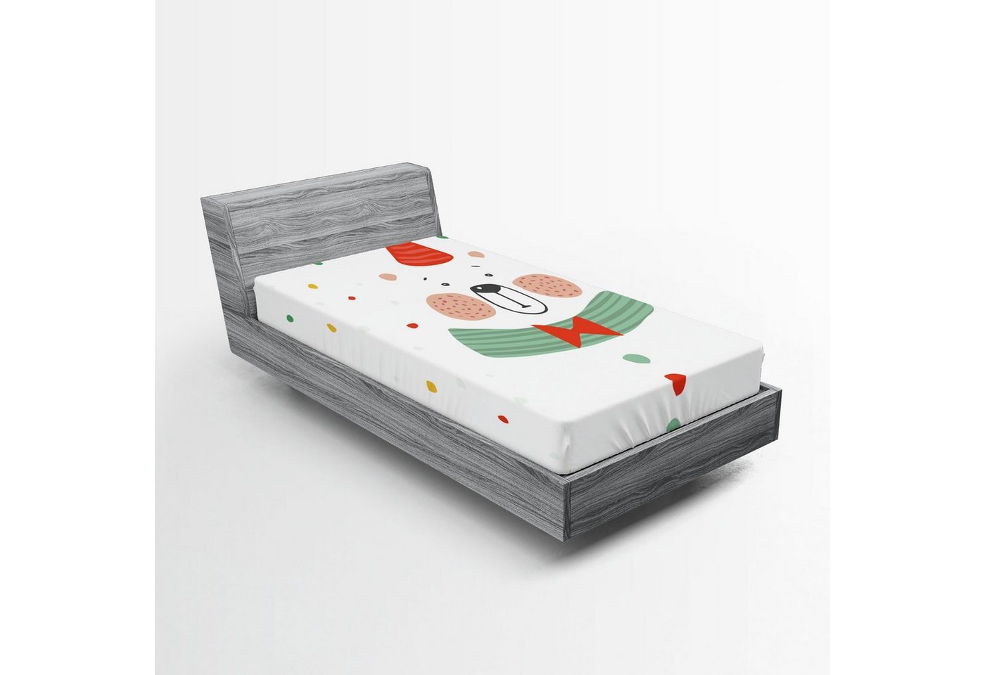 Abakuhaus Spannbettlaken Soft Dekorativer Stoff Bettwäsche Rund-um Elastischer Gummizug, Eisbär Weihnachten Bär Party-Hut Abakuhaus Spannbettlaken Soft Dekorativer Stoff Bettwäsche Rund-um Elastischer Gummizug, Eisbär Weihnachten Bär Party-Hut von Abakuhaus