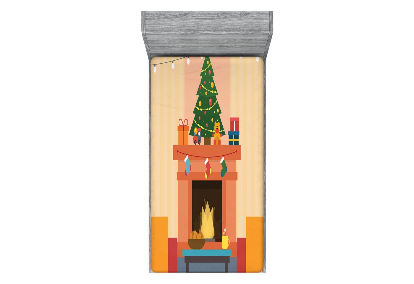 Abakuhaus Spannbettlaken Soft Dekorativer Stoff Bettwäsche Rund-um Elastischer Gummizug, Kamin Cartoon Weihnachten Innen Abakuhaus Spannbettlaken Soft Dekorativer Stoff Bettwäsche Rund-um Elastischer Gummizug, Kamin Cartoon Weihnachten Innen von Abakuhaus