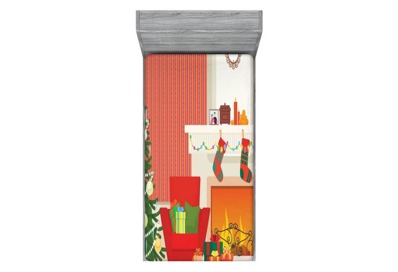 Abakuhaus Spannbettlaken Soft Dekorativer Stoff Bettwäsche Rund-um Elastischer Gummizug, Kamin Weihnachten Wesentliche Zimmer von Abakuhaus