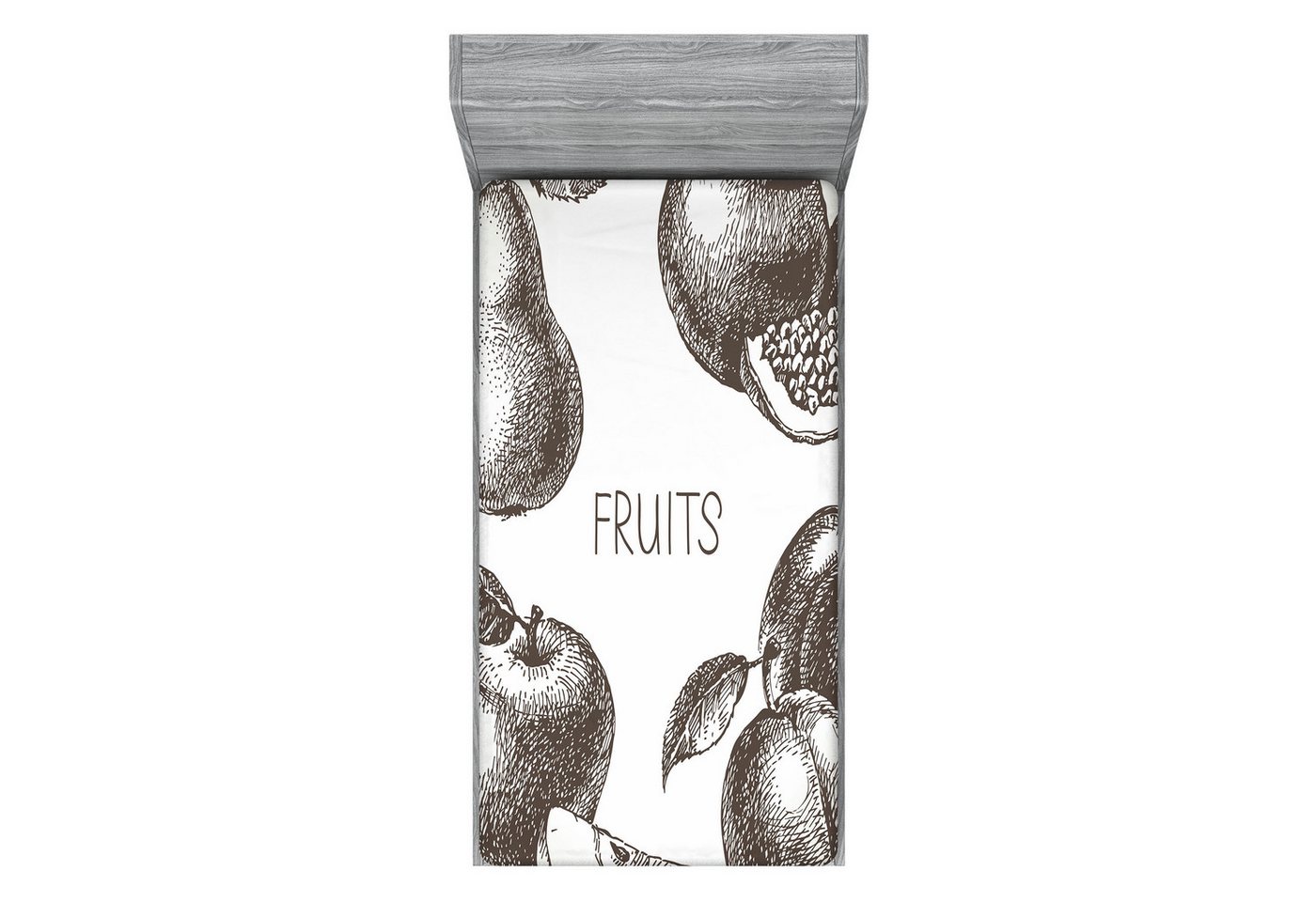 Abakuhaus Spannbettlaken Soft Dekorativer Stoff Bettwäsche Rund-um Elastischer Gummizug, Obst Obst Eco Vitamin Sketch von Abakuhaus