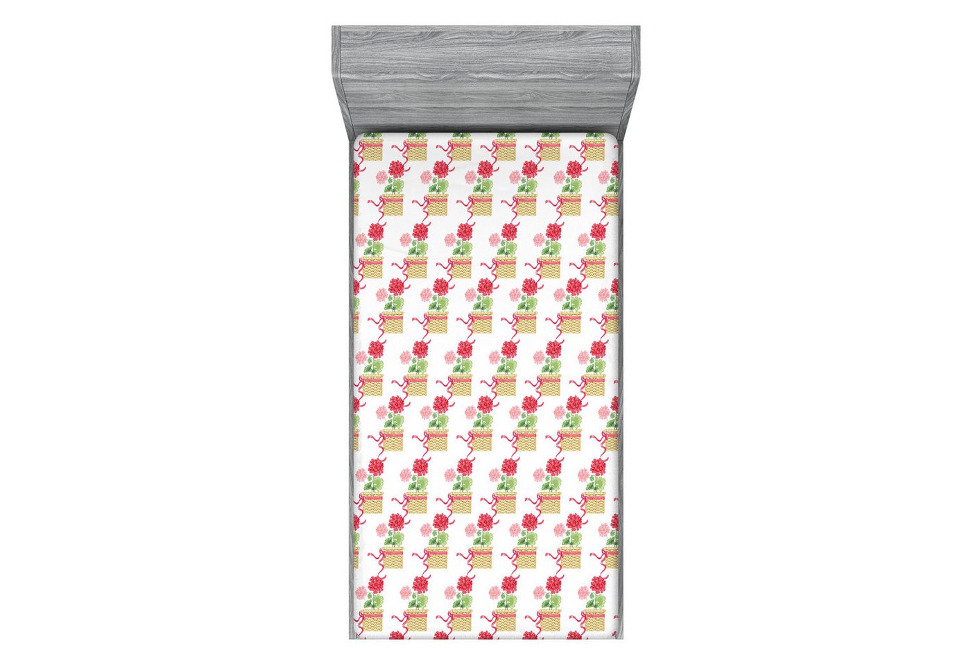 Abakuhaus Spannbettlaken Soft Dekorativer Stoff Bettwäsche Rund-um Elastischer Gummizug, Pelargonien Farbige Blumen im Korb Abakuhaus Spannbettlaken Soft Dekorativer Stoff Bettwäsche Rund-um Elastischer Gummizug, Pelargonien Farbige Blumen im Korb von Abakuhaus