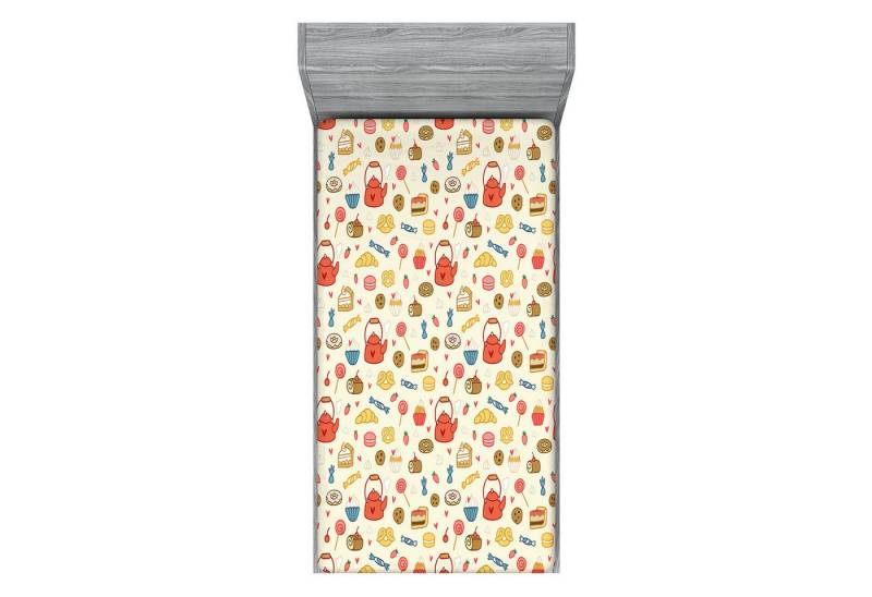 Abakuhaus Spannbettlaken Soft Dekorativer Stoff Bettwäsche Rund-um Elastischer Gummizug, Tee-Party Teekanne Kuchen Treat Süßigkeiten Abakuhaus Spannbettlaken Soft Dekorativer Stoff Bettwäsche Rund-um Elastischer Gummizug, Tee-Party Teekanne Kuchen Treat Süßigkeiten von Abakuhaus