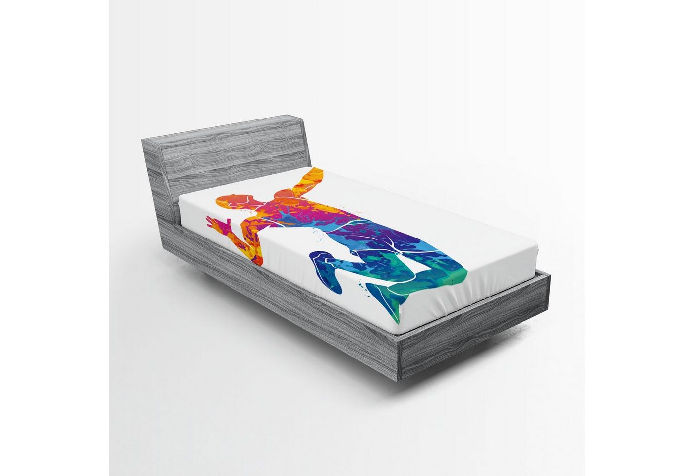 Abakuhaus Spannbettlaken Soft Dekorativer Stoff Bettwäsche Rund-um Elastischer Gummizug, Volleyball Bunte Spots Abstrakt von Abakuhaus