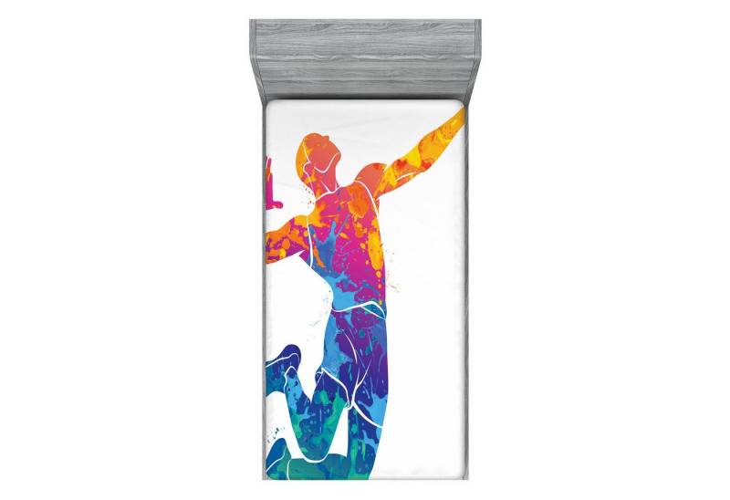 Abakuhaus Spannbettlaken Soft Dekorativer Stoff Bettwäsche Rund-um Elastischer Gummizug, Volleyball Bunte Spots Abstrakt von Abakuhaus