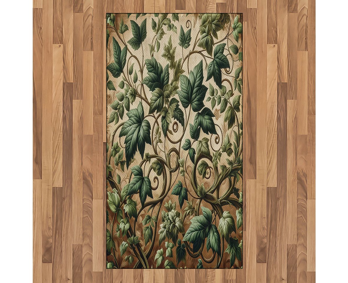 Teppich Flachgewebe Deko-Teppiche für das Wohn-,Schlaf-, und Essenszimmer, Abakuhaus, rechteckig, Blätterdruck Wirbelnde Äste Efeu von Abakuhaus