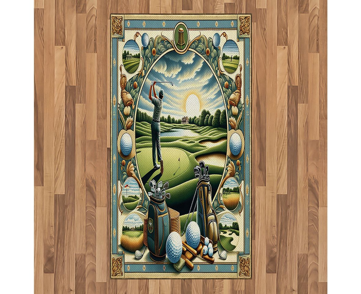 Teppich Flachgewebe Deko-Teppiche für das Wohn-,Schlaf-, und Essenszimmer, Abakuhaus, rechteckig, Golf Thema Klassizistische Malerei von Abakuhaus