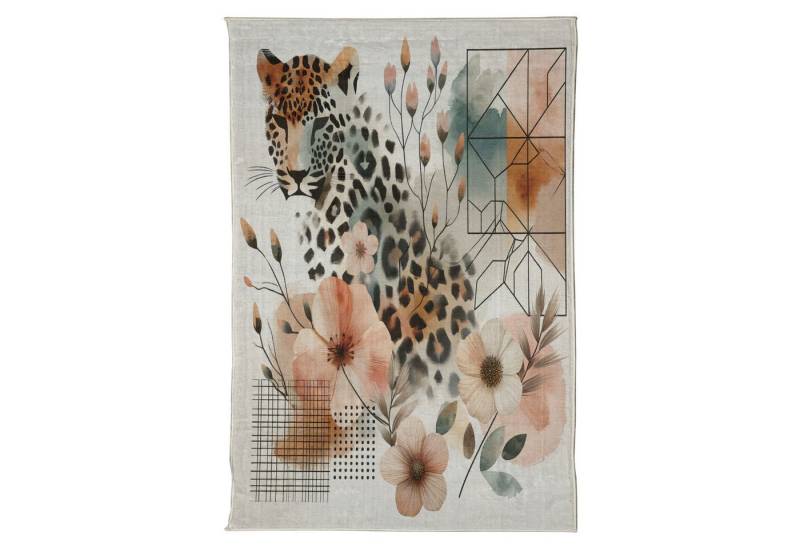Abakuhaus Teppich Flachgewebe Deko-Teppiche für das Wohn-,Schlaf-, und Essenszimmer, rechteckig, Leopard Aquarell Blumen Dschungelkatze Abakuhaus Teppich Flachgewebe Deko-Teppiche für das Wohn-,Schlaf-, und Essenszimmer, rechteckig, Leopard Aquarell Blumen Dschungelkatze von Abakuhaus