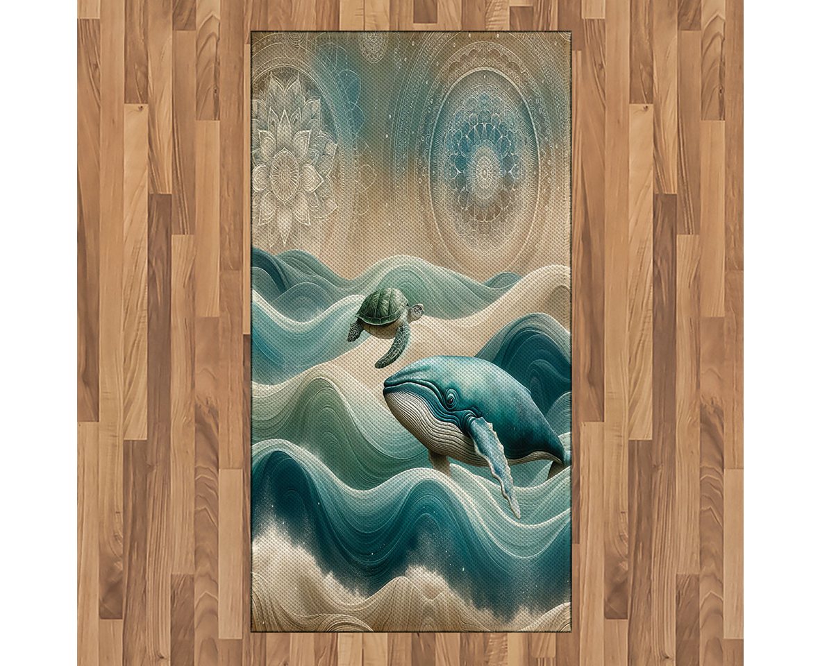 Abakuhaus Teppich Flachgewebe Deko-Teppiche für das Wohn-,Schlaf-, und Essenszimmer, rechteckig, Nautisch Bohemian Mandala mit Wal Abakuhaus Teppich Flachgewebe Deko-Teppiche für das Wohn-,Schlaf-, und Essenszimmer, rechteckig, Nautisch Bohemian Mandala mit Wal von Abakuhaus