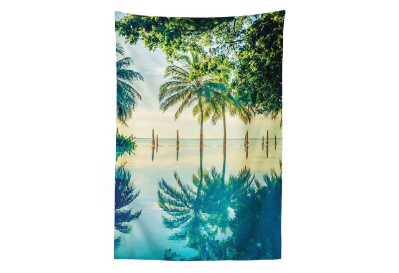 Abakuhaus Wandteppich Wohnzimmer Schlafzimmer Wandtuch Seidiges Satin Wandteppich, rechteckig, Landschaft Pool Fast Strand von Abakuhaus