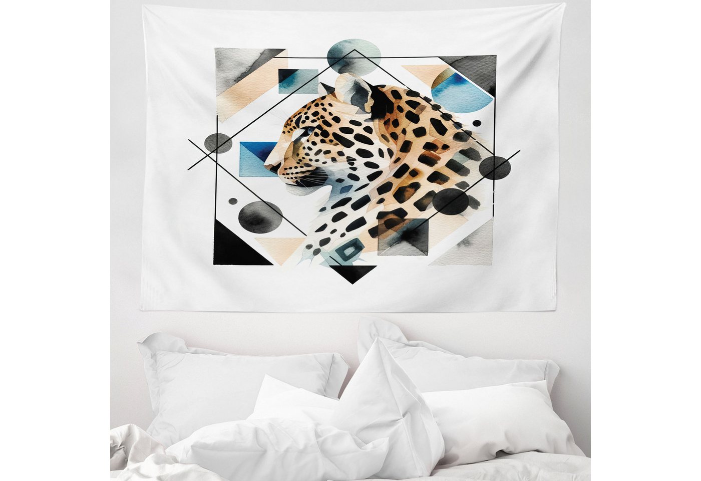 Wandteppich aus Weiches Mikrofaser Stoff Für das Wohn und Schlafzimmer, Abakuhaus, rechteckig, Leopard Minimalistisches Tierporträt von Abakuhaus