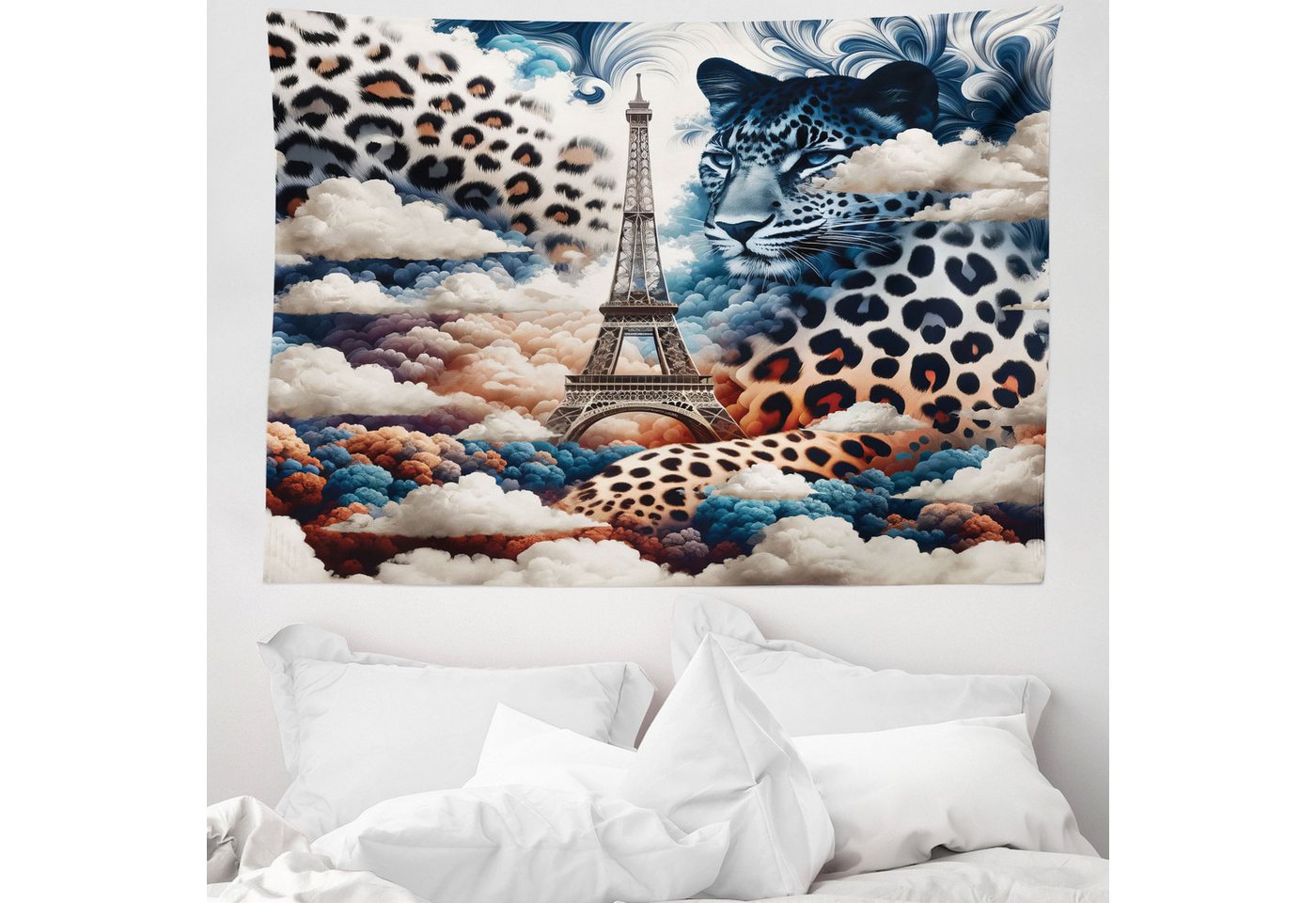 Wandteppich aus Weiches Mikrofaser Stoff Für das Wohn und Schlafzimmer, Abakuhaus, rechteckig, Leopard Paris Tierhäute Wildkatzen Schatten von Abakuhaus