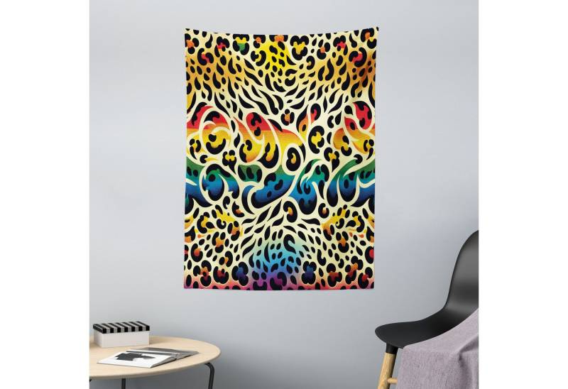 Abakuhaus Wandteppich aus Weiches Mikrofaser Stoff Für das Wohn und Schlafzimmer, rechteckig, Leopardenmuster Animal Spot Regenbogen Groovy von Abakuhaus