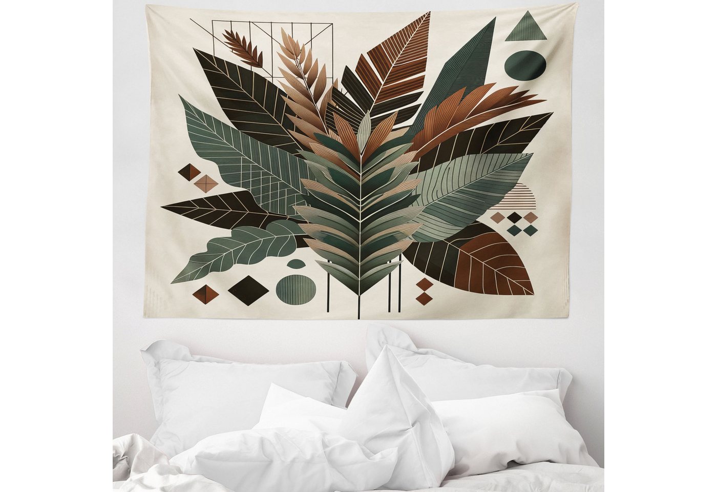 Wandteppich aus Weiches Mikrofaser Stoff Für das Wohn und Schlafzimmer, Abakuhaus, rechteckig, Monstera Boho tropische Blätter Kaffee Töne von Abakuhaus