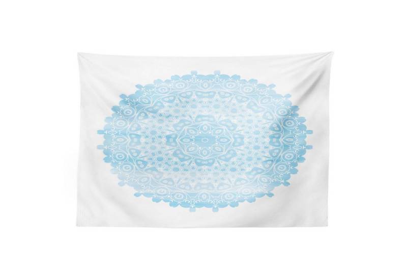 Abakuhaus Wandteppich Wohnzimmer Schlafzimmer Wandtuch Seidiges Satin Wandteppich, rechteckig, Blauer Mandala Aquarell-Blumen-Kunst von Abakuhaus