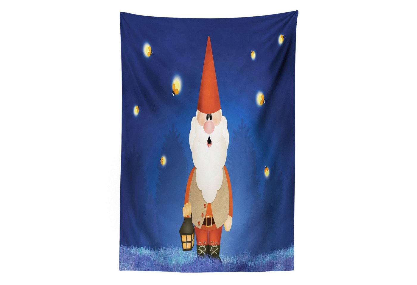 Abakuhaus Wandteppich aus Weiches Mikrofaser Stoff Für das Wohn und Schlafzimmer, rechteckig, Gnom Elf in der Nacht mit einer Laterne Abakuhaus Wandteppich aus Weiches Mikrofaser Stoff Für das Wohn und Schlafzimmer, rechteckig, Gnom Elf in der Nacht mit einer Laterne von Abakuhaus