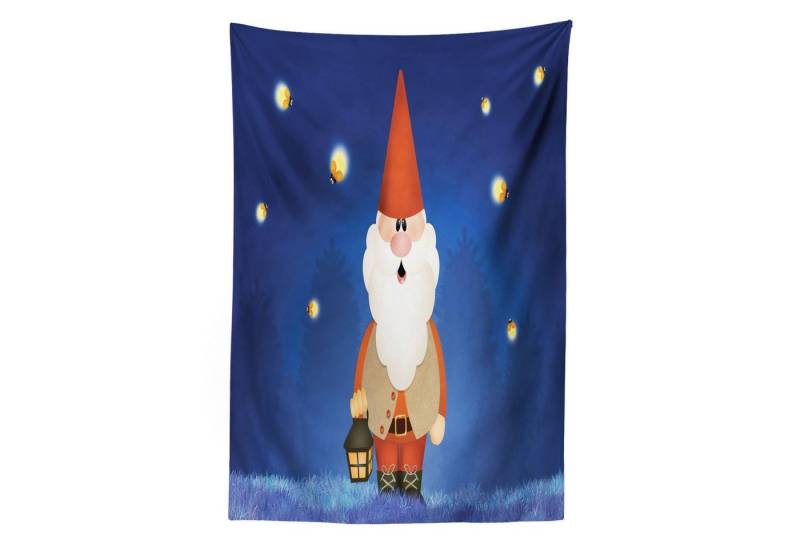 Abakuhaus Wandteppich aus Weiches Mikrofaser Stoff Für das Wohn und Schlafzimmer, rechteckig, Gnom Elf in der Nacht mit einer Laterne von Abakuhaus