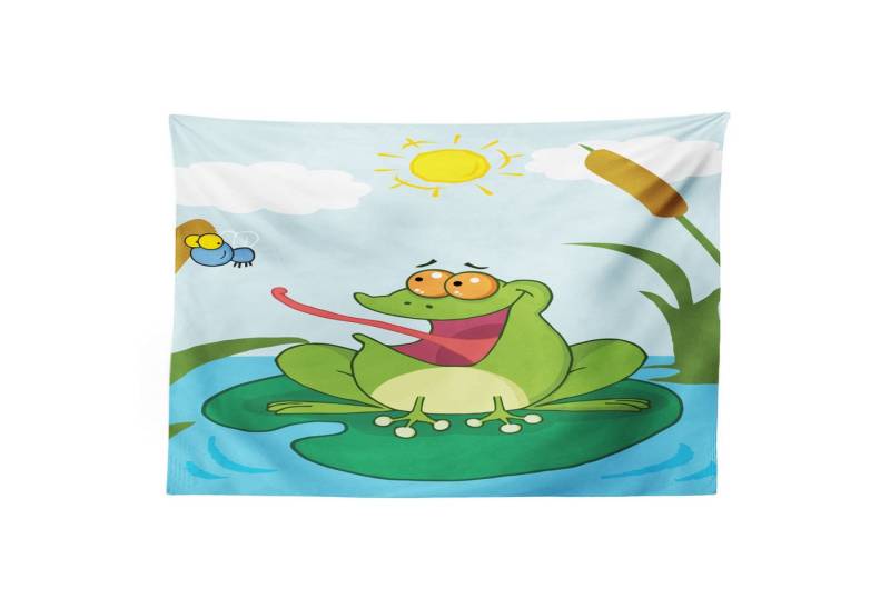 Abakuhaus Wandteppich aus Weiches Mikrofaser Stoff Für das Wohn und Schlafzimmer, rechteckig, Frösche Tier auf Teich fängt eine Fliege von Abakuhaus