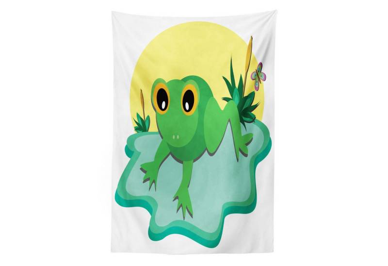 Abakuhaus Wandteppich aus Weiches Mikrofaser Stoff Für das Wohn und Schlafzimmer, rechteckig, Frösche Tier und Schmetterling auf Teich von Abakuhaus