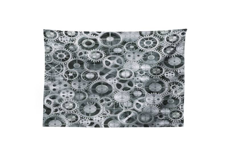 Abakuhaus Wandteppich aus Weiches Mikrofaser Stoff Für das Wohn und Schlafzimmer, rechteckig, Grau Uhr Techno Pattern von Abakuhaus