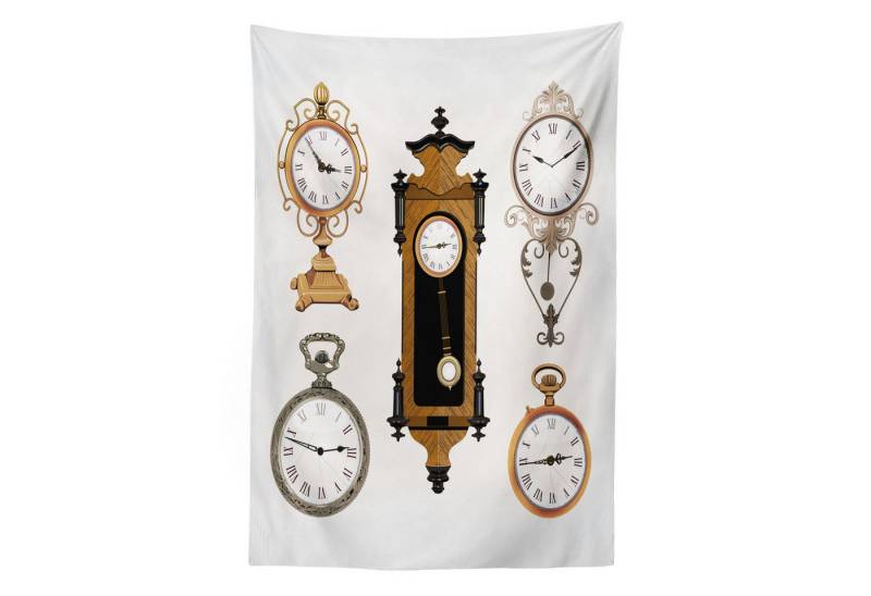 Abakuhaus Wandteppich aus Weiches Mikrofaser Stoff Für das Wohn und Schlafzimmer, rechteckig, Jahrgang Antike Uhren Muster von Abakuhaus