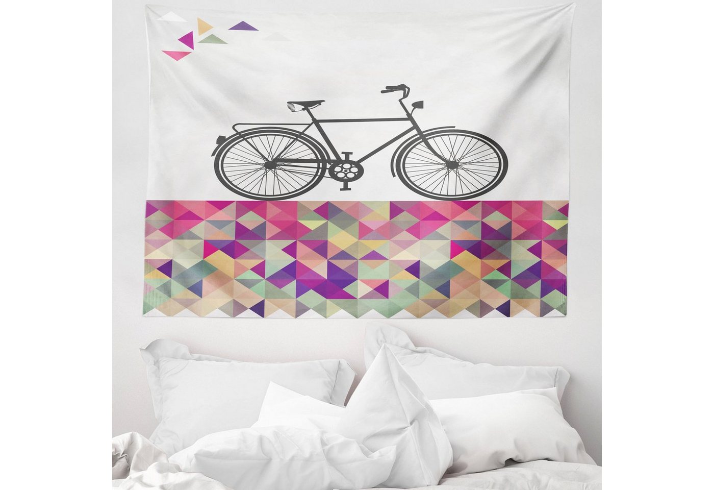 Wandteppich aus Weiches Mikrofaser Stoff Für das Wohn und Schlafzimmer, Abakuhaus, rechteckig, Jahrgang Fahrrad über Color Mosaic von Abakuhaus