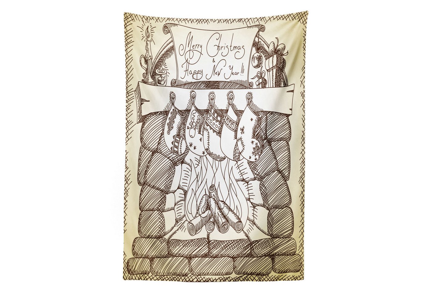 Abakuhaus Wandteppich aus Weiches Mikrofaser Stoff Für das Wohn und Schlafzimmer, rechteckig, Kamin Weihnachten Sketch Stocking Abakuhaus Wandteppich aus Weiches Mikrofaser Stoff Für das Wohn und Schlafzimmer, rechteckig, Kamin Weihnachten Sketch Stocking von Abakuhaus