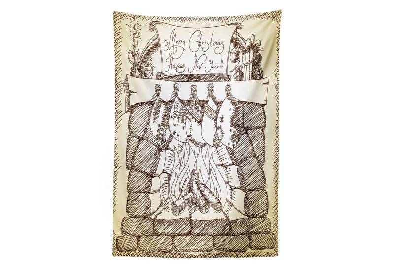 Abakuhaus Wandteppich aus Weiches Mikrofaser Stoff Für das Wohn und Schlafzimmer, rechteckig, Kamin Weihnachten Sketch Stocking von Abakuhaus
