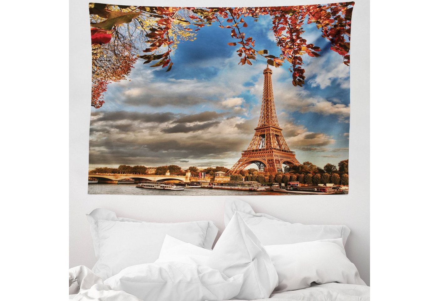 Wandteppich aus Weiches Mikrofaser Stoff Für das Wohn und Schlafzimmer, Abakuhaus, rechteckig, Paris Schönheit des Herbstes Eiffel anzeigen von Abakuhaus