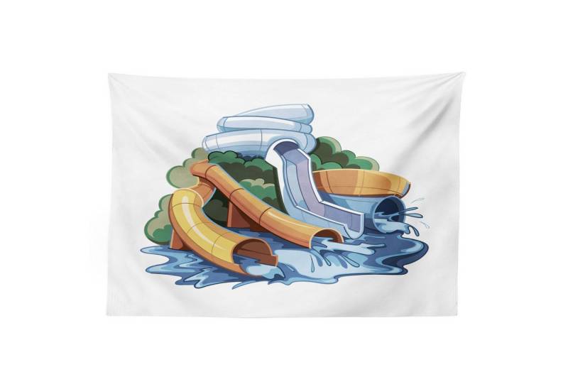 Abakuhaus Wandteppich aus Weiches Mikrofaser Stoff Für das Wohn und Schlafzimmer, rechteckig, Pool-Party Aqua Park Wasserrutschen von Abakuhaus