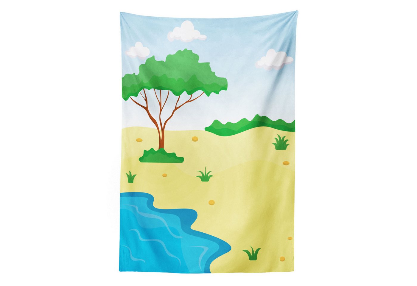 Abakuhaus Wandteppich aus Weiches Mikrofaser Stoff Für das Wohn und Schlafzimmer, rechteckig, Strand Cartoon-Stil Kleiner Teich von Abakuhaus