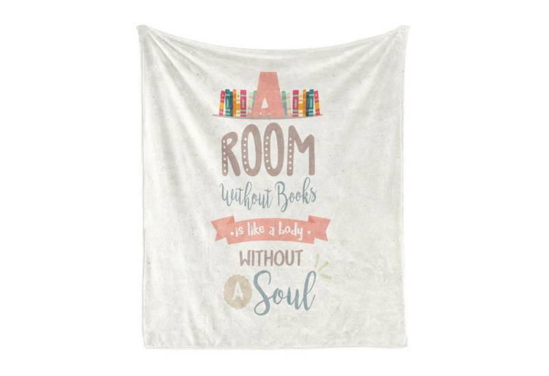 Wohndecke Gemütlicher Plüsch für den Innen- und Außenbereich, Abakuhaus, Buch Bücherregal und ein Wort von Abakuhaus