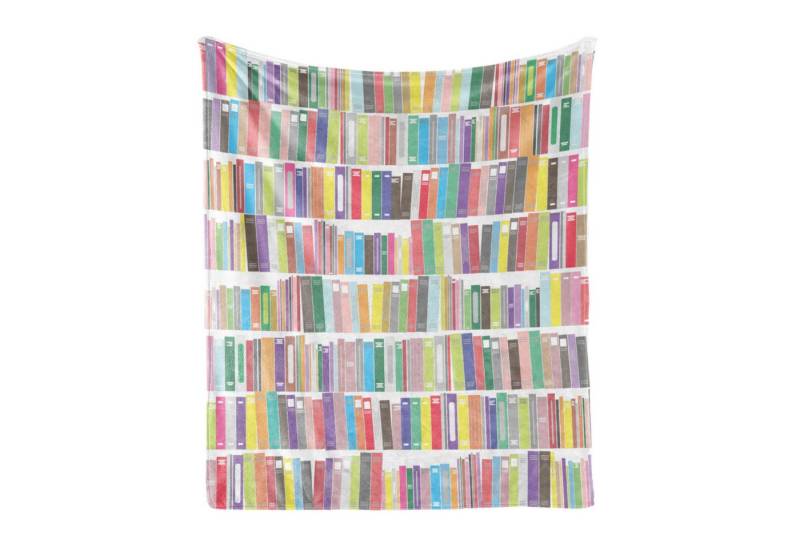 Wohndecke Gemütlicher Plüsch für den Innen- und Außenbereich, Abakuhaus, Bücherregal Bunte Cartoon-Bibliothek Wohndecke Gemütlicher Plüsch für den Innen- und Außenbereich, Abakuhaus, Bücherregal Bunte Cartoon-Bibliothek von Abakuhaus