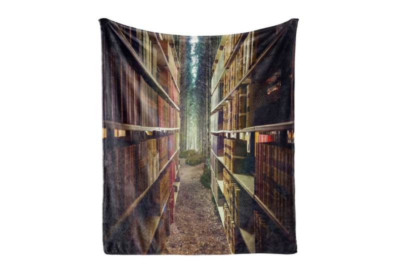 Wohndecke Gemütlicher Plüsch für den Innen- und Außenbereich, Abakuhaus, Bücherregal Zusammenfassung Bibliothek in Woods Wohndecke Gemütlicher Plüsch für den Innen- und Außenbereich, Abakuhaus, Bücherregal Zusammenfassung Bibliothek in Woods von Abakuhaus