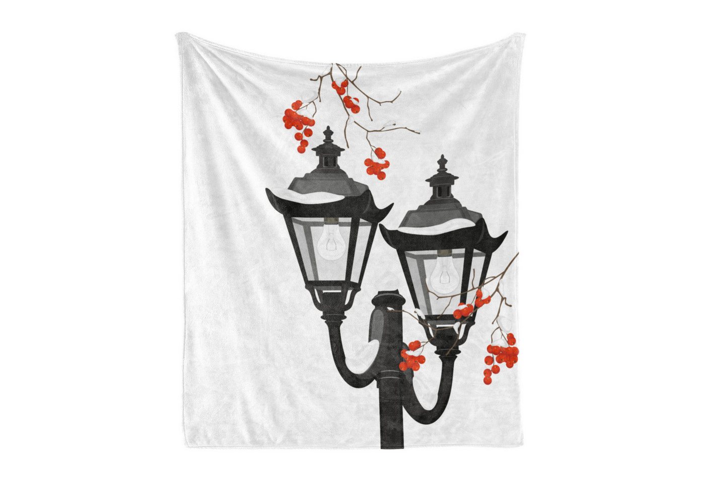 Wohndecke Gemütlicher Plüsch für den Innen- und Außenbereich, Abakuhaus, Eberesche Laterne Snowy Zweige Wohndecke Gemütlicher Plüsch für den Innen- und Außenbereich, Abakuhaus, Eberesche Laterne Snowy Zweige von Abakuhaus