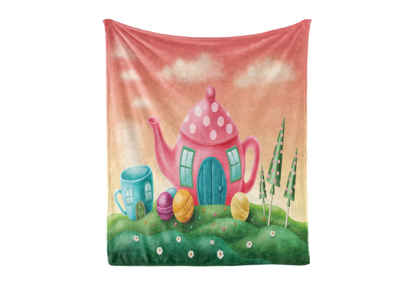 Wohndecke Gemütlicher Plüsch für den Innen- und Außenbereich, Abakuhaus, Fantasie Teekanne und Teacup Haus Wohndecke Gemütlicher Plüsch für den Innen- und Außenbereich, Abakuhaus, Fantasie Teekanne und Teacup Haus von Abakuhaus