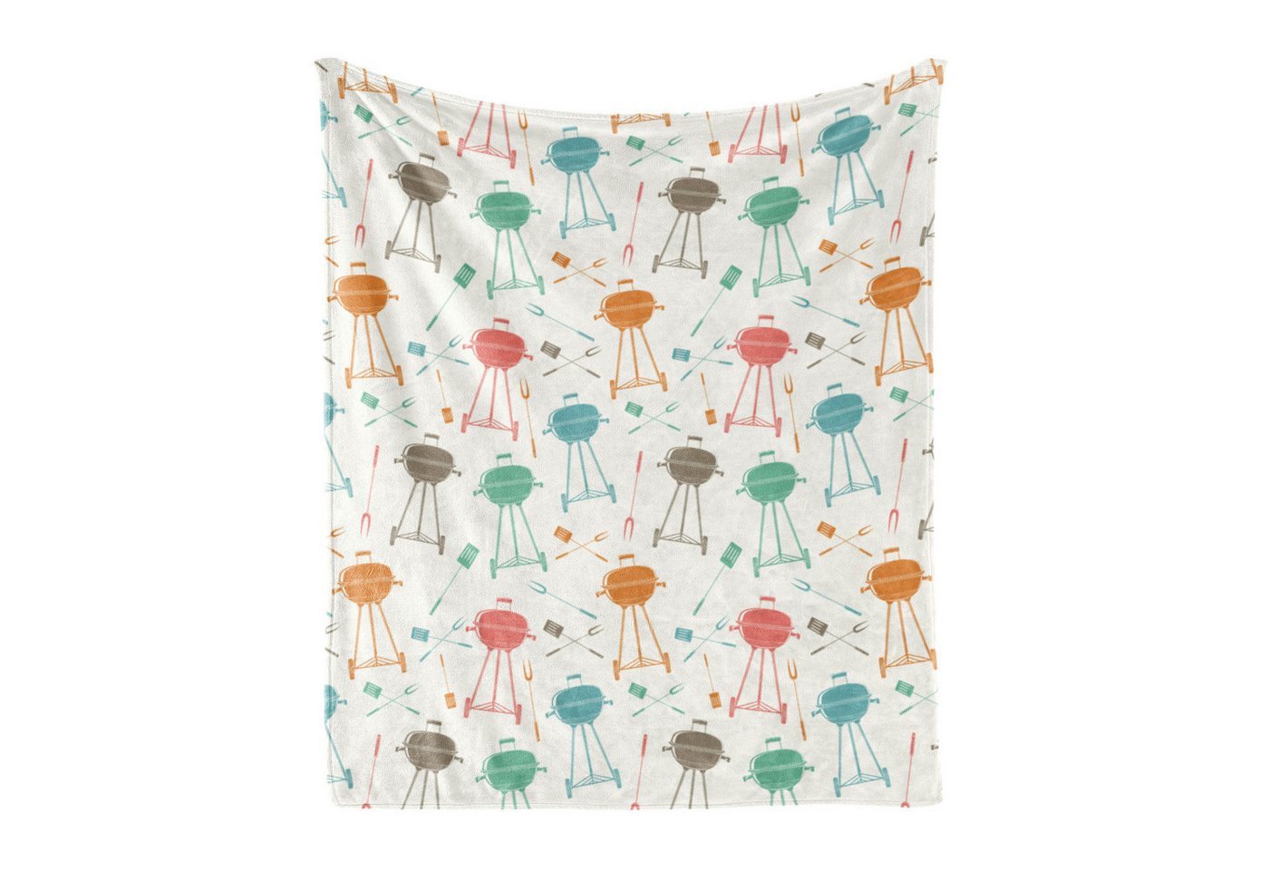 Wohndecke Gemütlicher Plüsch für den Innen- und Außenbereich, Abakuhaus, Grill Retro Barbecue Grill Element von Abakuhaus