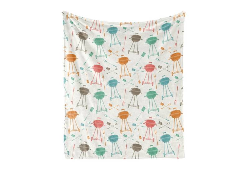 Wohndecke Gemütlicher Plüsch für den Innen- und Außenbereich, Abakuhaus, Grill Retro Barbecue Grill Element Wohndecke Gemütlicher Plüsch für den Innen- und Außenbereich, Abakuhaus, Grill Retro Barbecue Grill Element von Abakuhaus