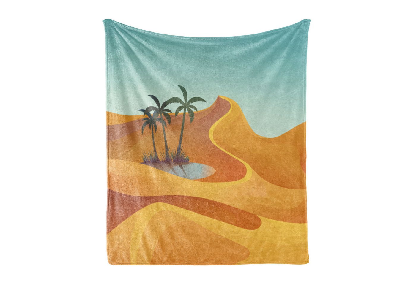 Wohndecke Gemütlicher Plüsch für den Innen- und Außenbereich, Abakuhaus, Oase Hills Palmen mit einem Teich von Abakuhaus