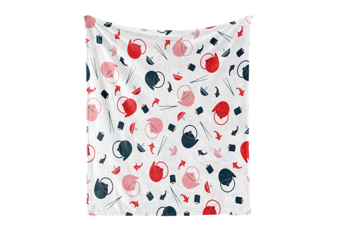 Wohndecke Gemütlicher Plüsch für den Innen- und Außenbereich, Abakuhaus, Sushi Teekannen Salmon Essstäbchen Wohndecke Gemütlicher Plüsch für den Innen- und Außenbereich, Abakuhaus, Sushi Teekannen Salmon Essstäbchen von Abakuhaus