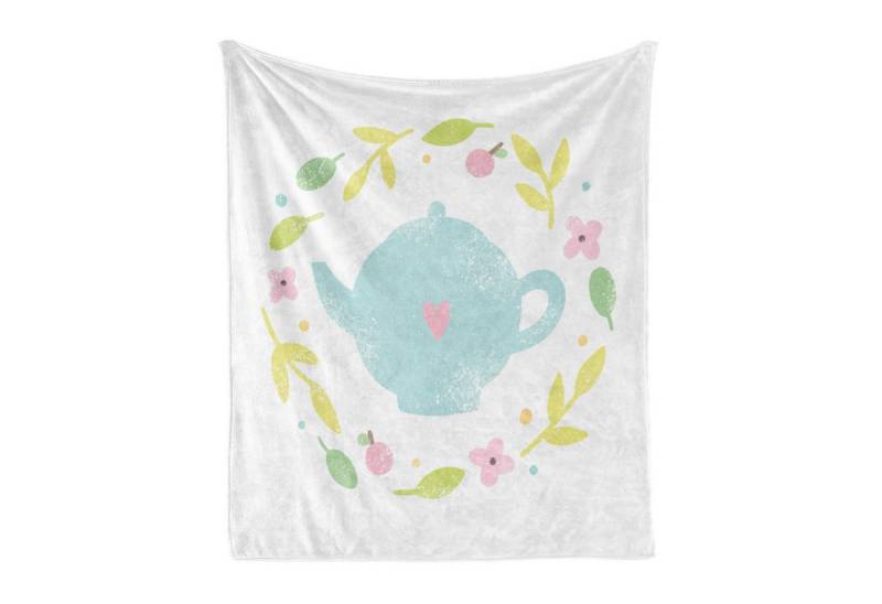 Wohndecke Gemütlicher Plüsch für den Innen- und Außenbereich, Abakuhaus, Tee Grungy Teekanne Blumenkranz Wohndecke Gemütlicher Plüsch für den Innen- und Außenbereich, Abakuhaus, Tee Grungy Teekanne Blumenkranz von Abakuhaus