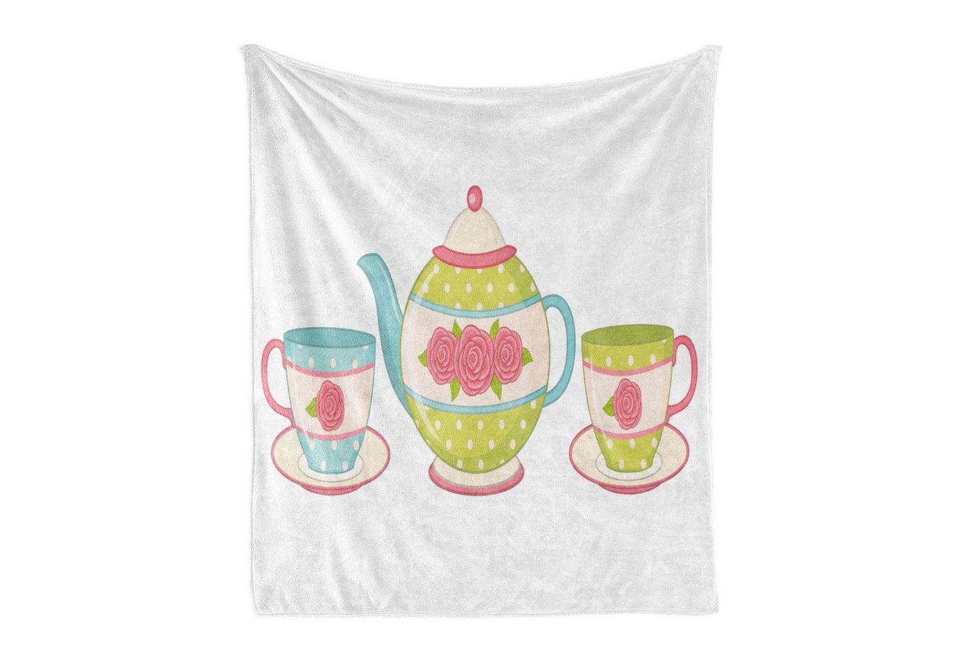 Wohndecke Gemütlicher Plüsch für den Innen- und Außenbereich, Abakuhaus, Tee Klassisches Porzellan Blumen Teekanne von Abakuhaus