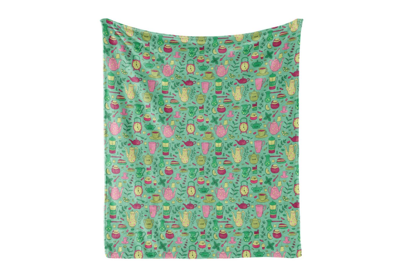 Wohndecke Gemütlicher Plüsch für den Innen- und Außenbereich, Abakuhaus, Tee-Party Teekannen und Tassen auf Grün Wohndecke Gemütlicher Plüsch für den Innen- und Außenbereich, Abakuhaus, Tee-Party Teekannen und Tassen auf Grün von Abakuhaus