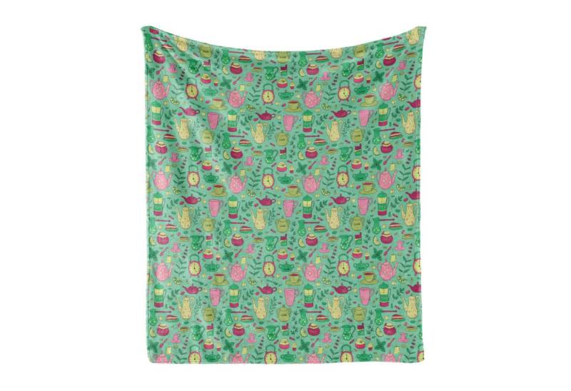 Wohndecke Gemütlicher Plüsch für den Innen- und Außenbereich, Abakuhaus, Tee-Party Teekannen und Tassen auf Grün Wohndecke Gemütlicher Plüsch für den Innen- und Außenbereich, Abakuhaus, Tee-Party Teekannen und Tassen auf Grün von Abakuhaus