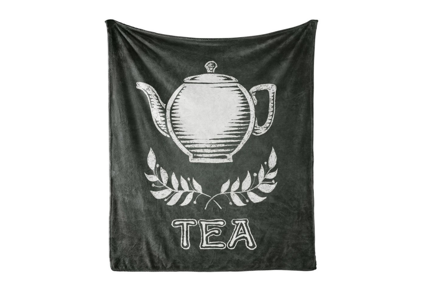 Wohndecke Gemütlicher Plüsch für den Innen- und Außenbereich, Abakuhaus, Tee Teekanne Blatt Zweige Tafel von Abakuhaus