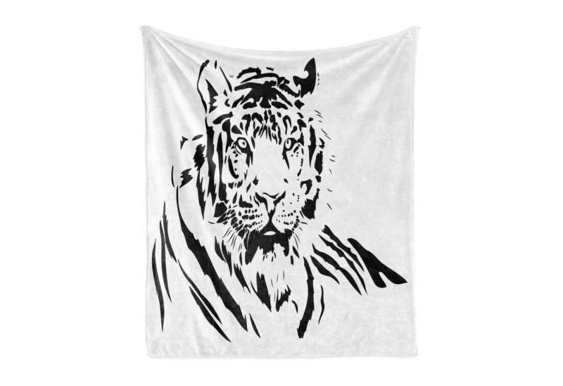 Wohndecke Gemütlicher Plüsch für den Innen- und Außenbereich, Abakuhaus, Tiger Schwarzer Entwurf Hunter Katzen von Abakuhaus