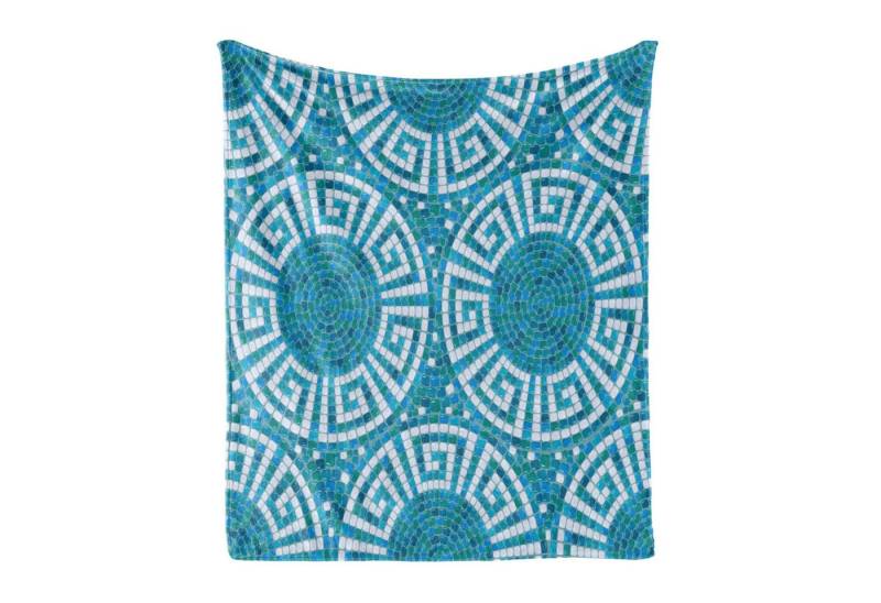 Wohndecke Gemütlicher Plüsch für den Innen- und Außenbereich, Abakuhaus, Wasser Greek Meander-Mosaik-Fliesen Wohndecke Gemütlicher Plüsch für den Innen- und Außenbereich, Abakuhaus, Wasser Greek Meander-Mosaik-Fliesen von Abakuhaus
