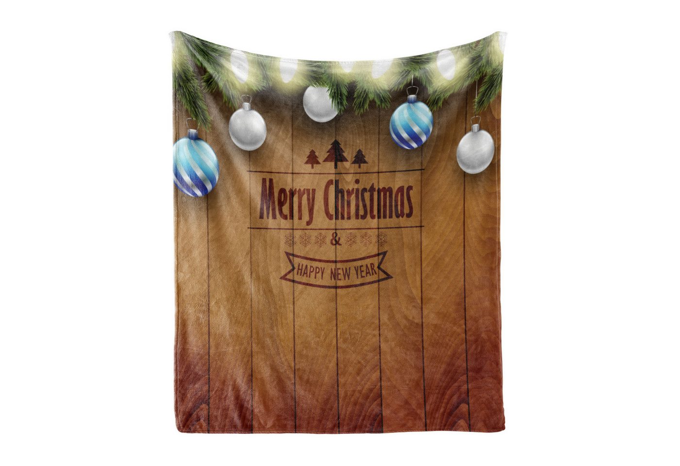 Wohndecke Gemütlicher Plüsch für den Innen- und Außenbereich, Abakuhaus, Weihnachten Fee auf Holz Kiefer von Abakuhaus