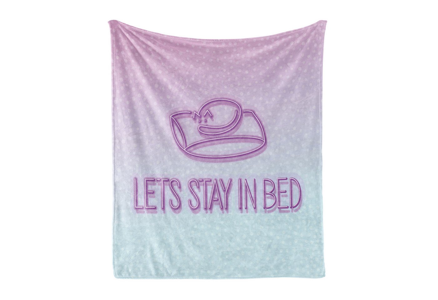 Wohndecke Gemütlicher Plüsch für den Innen- und Außenbereich, Abakuhaus, Zitat Lets Bleiben Sie im Bett Dot Ombre von Abakuhaus