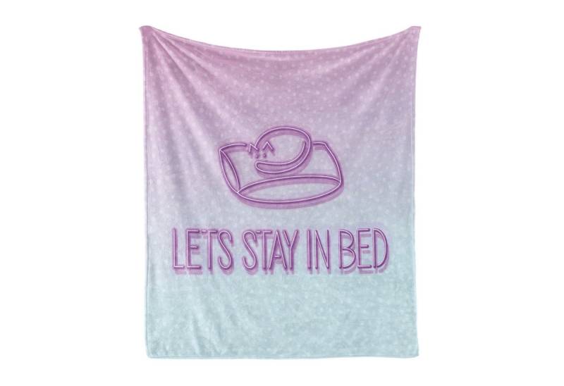 Wohndecke Gemütlicher Plüsch für den Innen- und Außenbereich, Abakuhaus, Zitat Lets Bleiben Sie im Bett Dot Ombre von Abakuhaus