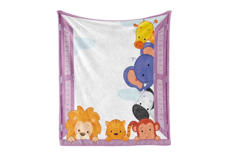 Wohndecke Gemütlicher Plüsch für den Innen- und Außenbereich, Abakuhaus, Zoo Tiere Peeping Fenster Wohndecke Gemütlicher Plüsch für den Innen- und Außenbereich, Abakuhaus, Zoo Tiere Peeping Fenster von Abakuhaus